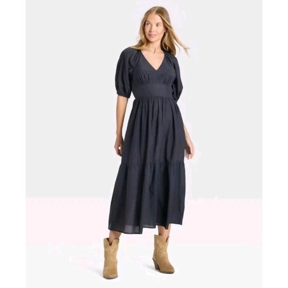 Women's Puff Elbow Sleeve Maxi A-Line Pocket Dress - Universal Thread Size Small